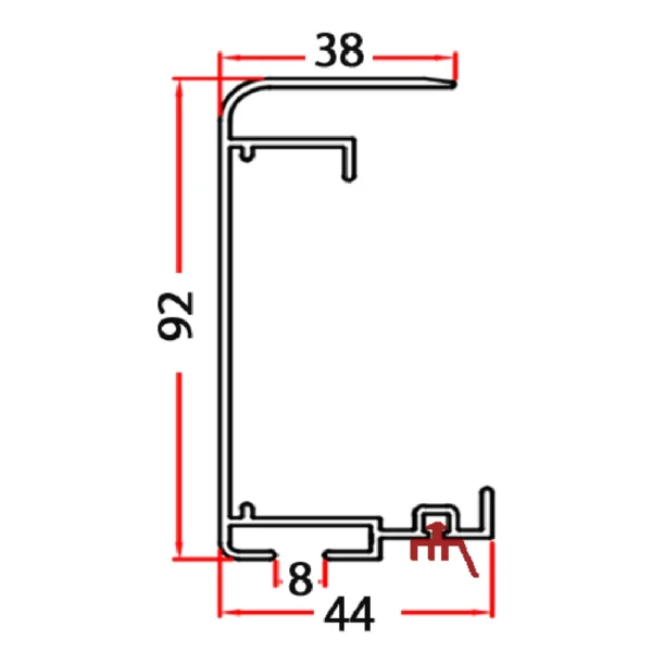 aluminum door leaf profile, bob-30557, cold room door leaf, negative temperature cold room door, polyurethane injection door, freezer room door, cold storage door profile, anodized aluminum profile, cold room hinged door leaf, cold room sliding door leaf