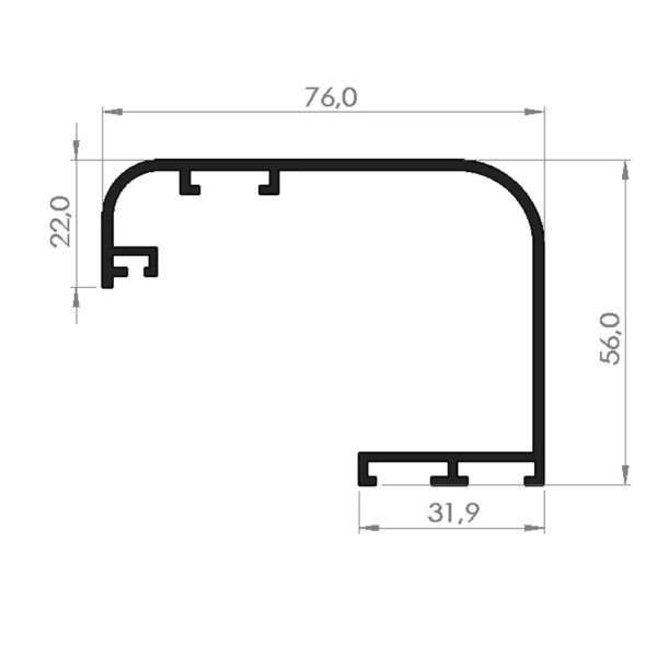 cold room door aluminum profile, service office door frame cover, aesthetic door frame finishing, Bob Modüler aluminum profile, rear frame covering profile, BOB-SKAP-04, cold room door aesthetics, aluminum finishing profile, service office door accessory, cold room frame detail solution