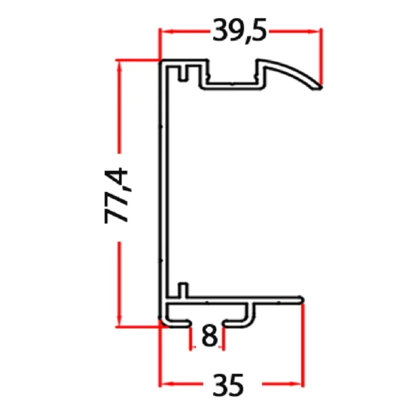 Hazır Panel Kanat Alüminyum Profil (60mm) - BOB-30445