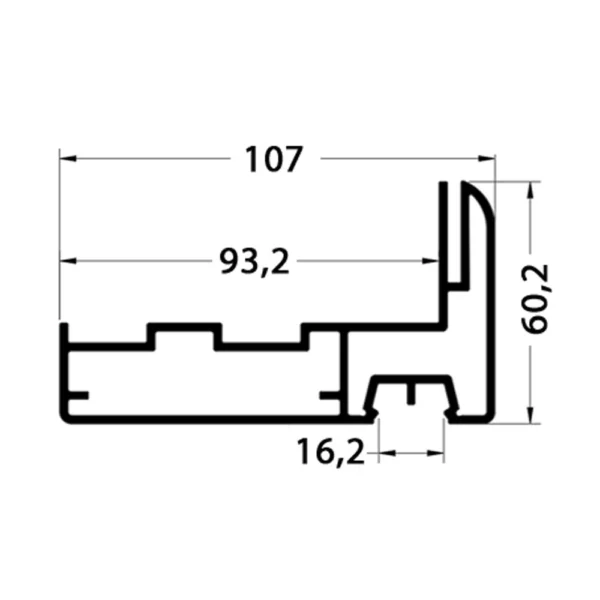 Bob Modüler PVC Frame Profile (BOB-10105) is designed for economical cold room hinged door frames, using BOB-102 PVC profiles or bent metal sheets for extension and rear closure.