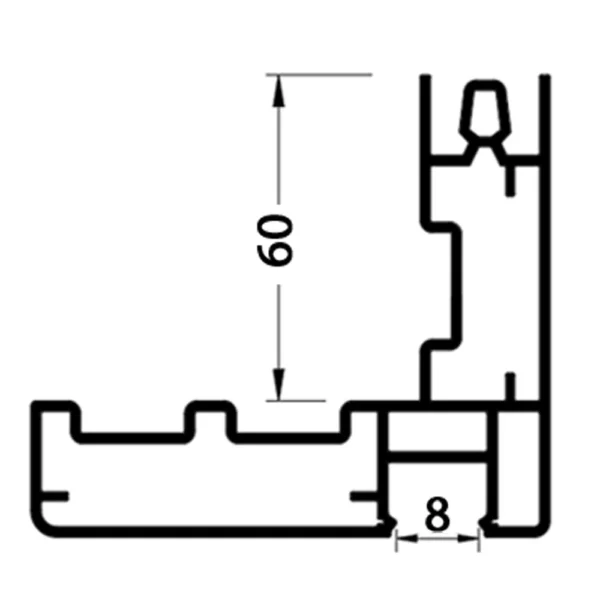 pvc kasa profili, soğuk oda kapı kasası, ana kasa pvc profili, bob modüler, bob-10094, 60 mm panel kasa, modüler kapı kasası, rezistanslı kapı kasası, soğuk hava deposu kapısı, pvc kapı profili
