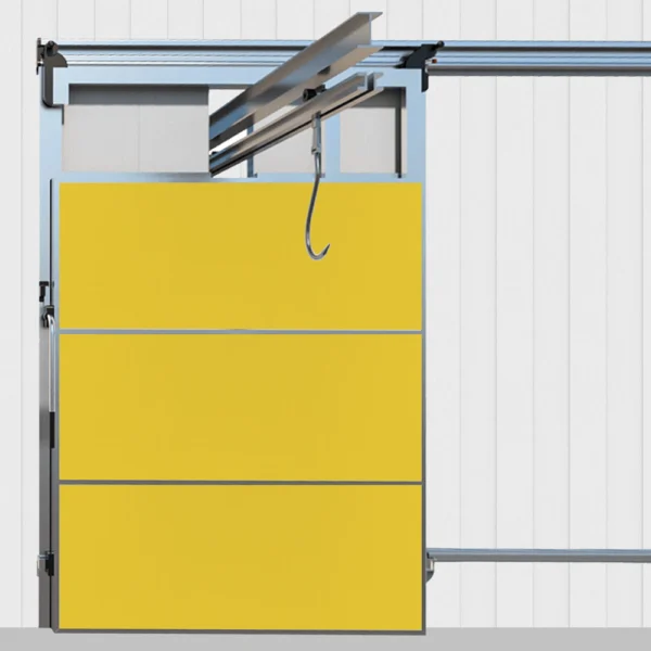 sliding monorail door, monorail cold room door, BOB Modular, cold room doors, cold storage door, meat processing door, medical storage door, monorail transport system door, industrial cold room door, insulated sliding door